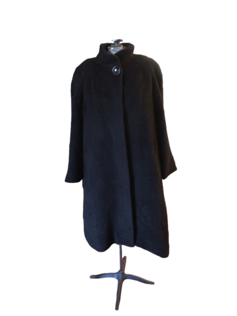 Women's ME-JAY Black Lana Alpaca Pea Coat Size 8